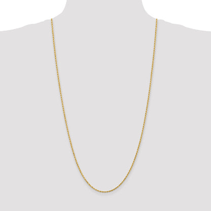 14k Yellow Gold 30 inch 2mm Diamond-cut Rope with Lobster Clasp Chain Necklace