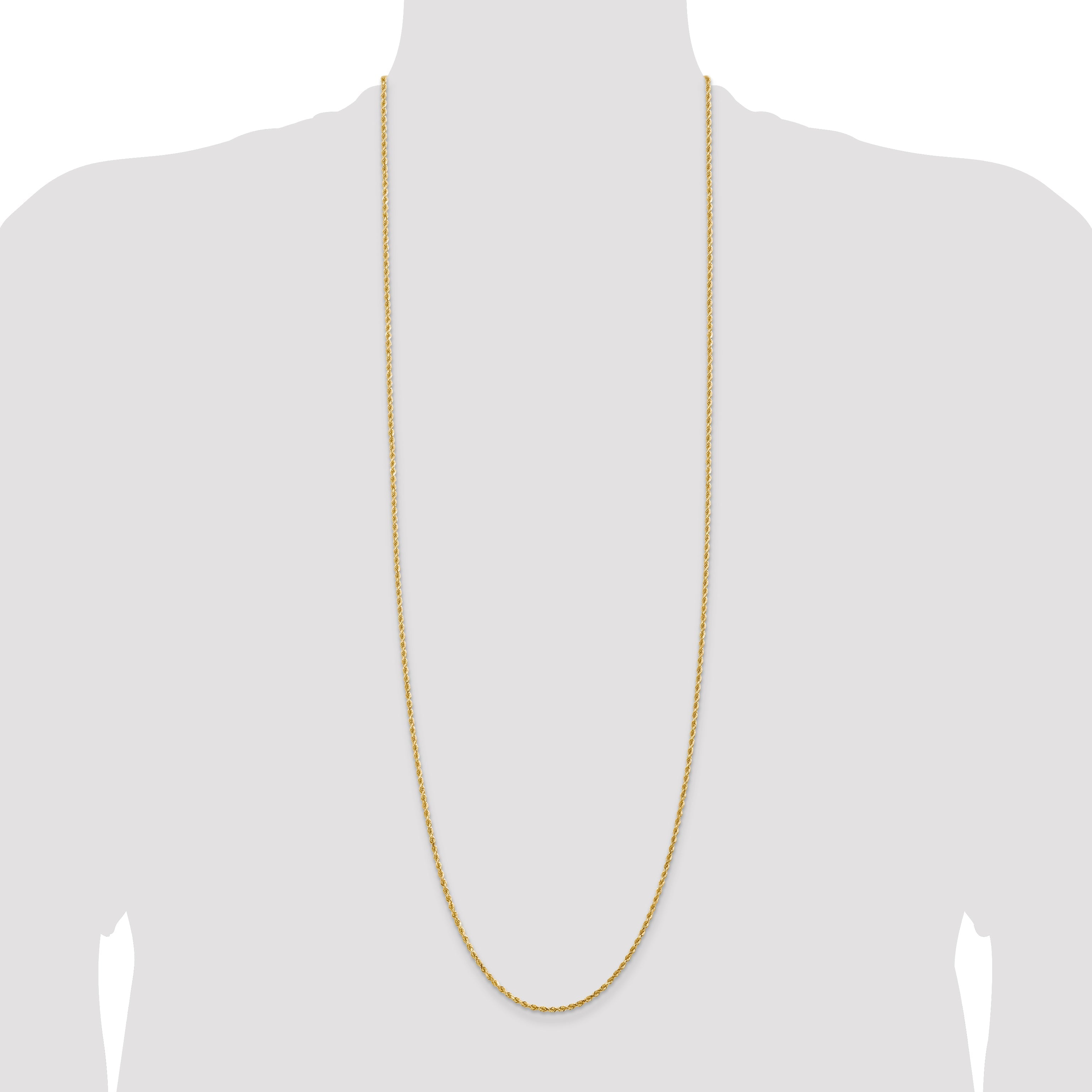 14k Yellow Gold 36 inch 2mm Diamond-cut Rope with Lobster Clasp Chain Necklace