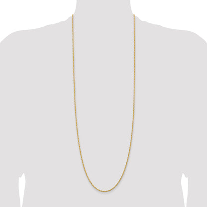 14k Yellow Gold 36 inch 2mm Diamond-cut Rope with Lobster Clasp Chain Necklace