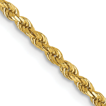 14k Yellow Gold 26 inch 2mm Diamond-cut Rope with Lobster Clasp Chain Necklace