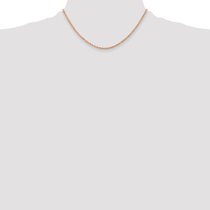 14k Rose Gold 16 inch 2mm Diamond-cut Rope with Lobster Clasp Chain Necklace