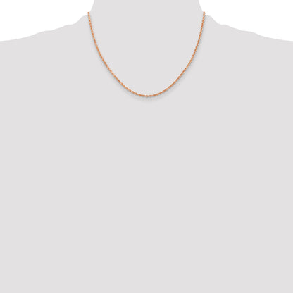 14k Rose Gold 18 inch 2mm Diamond-cut Rope with Lobster Clasp Chain Necklace