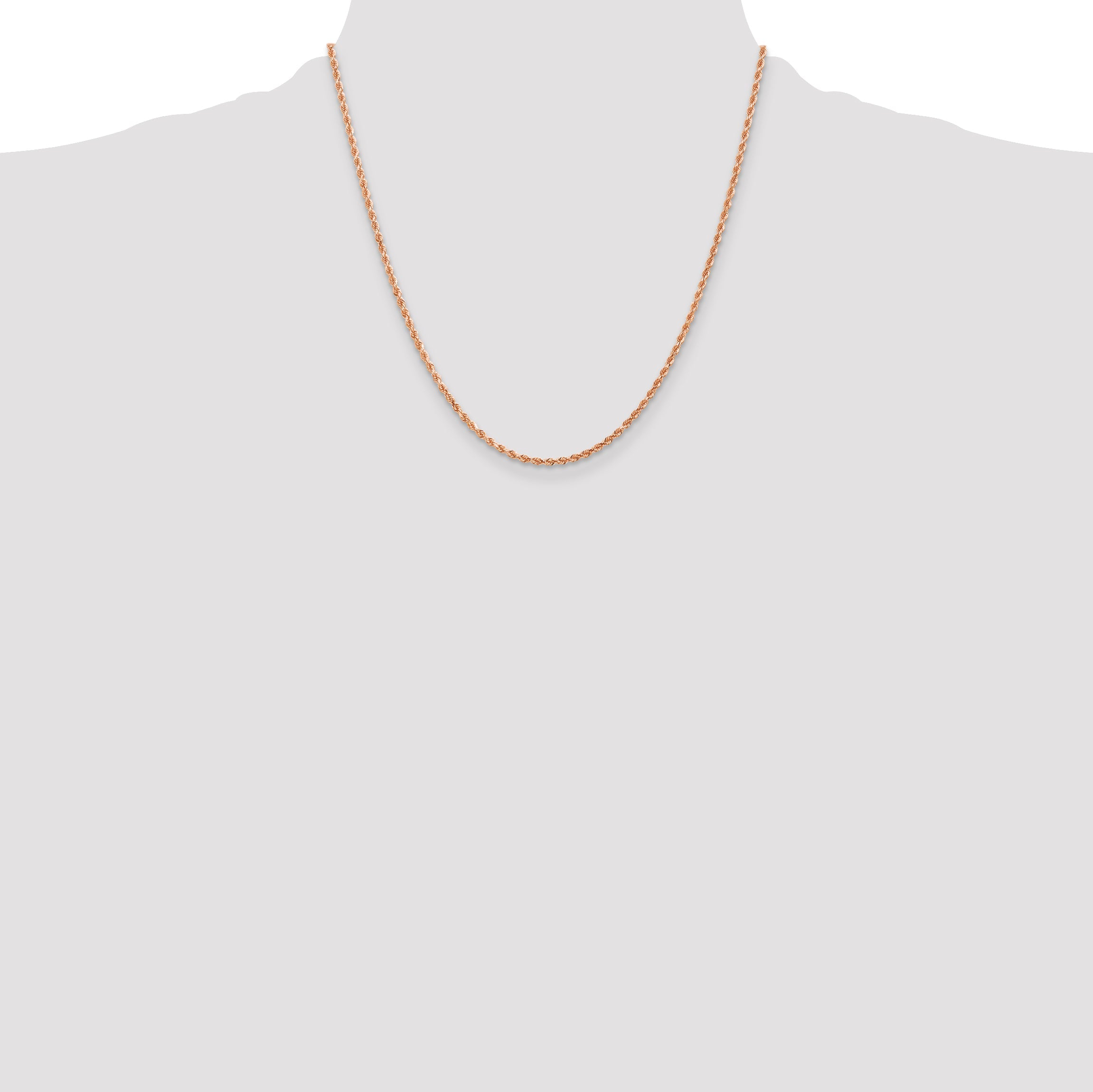 14k Rose Gold 20 inch 2mm Diamond-cut Rope with Lobster Clasp Chain Necklace