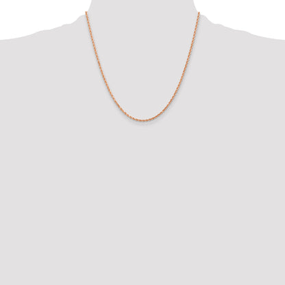 14k Rose Gold 20 inch 2mm Diamond-cut Rope with Lobster Clasp Chain Necklace
