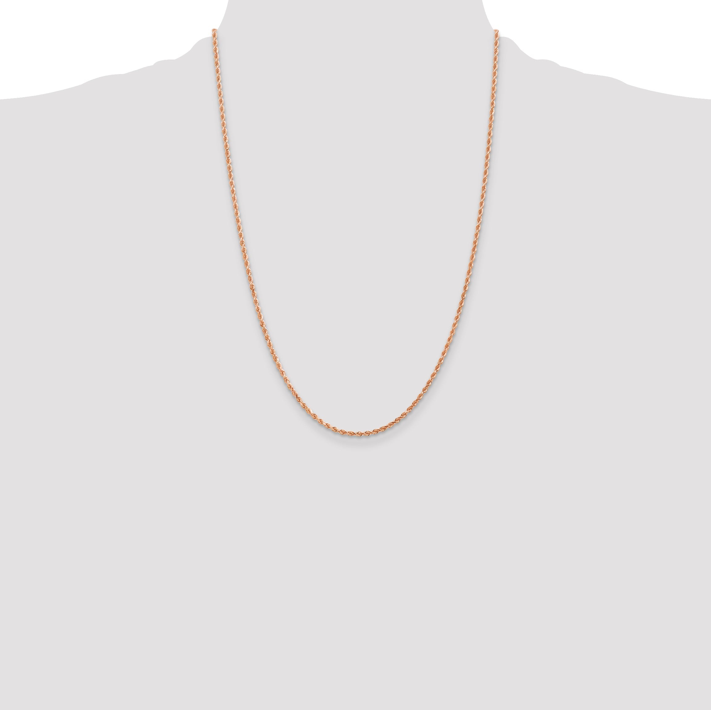 14k Rose Gold 24 inch 2mm Diamond-cut Rope with Lobster Clasp Chain Necklace