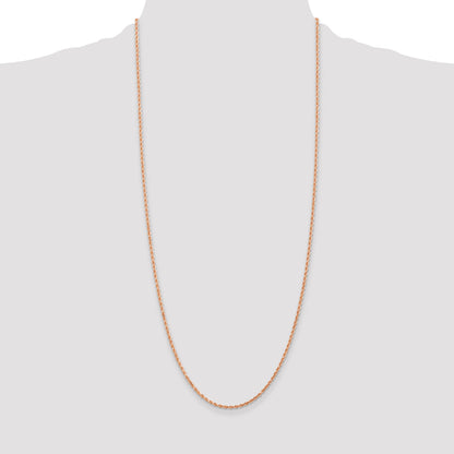 14k Rose Gold 30 inch 2mm Diamond-cut Rope with Lobster Clasp Chain Necklace