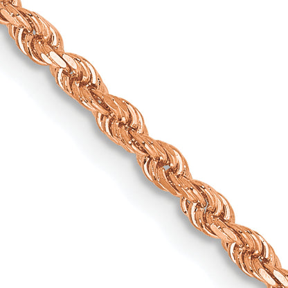 14k Rose Gold 16 inch 2mm Diamond-cut Rope with Lobster Clasp Chain Necklace