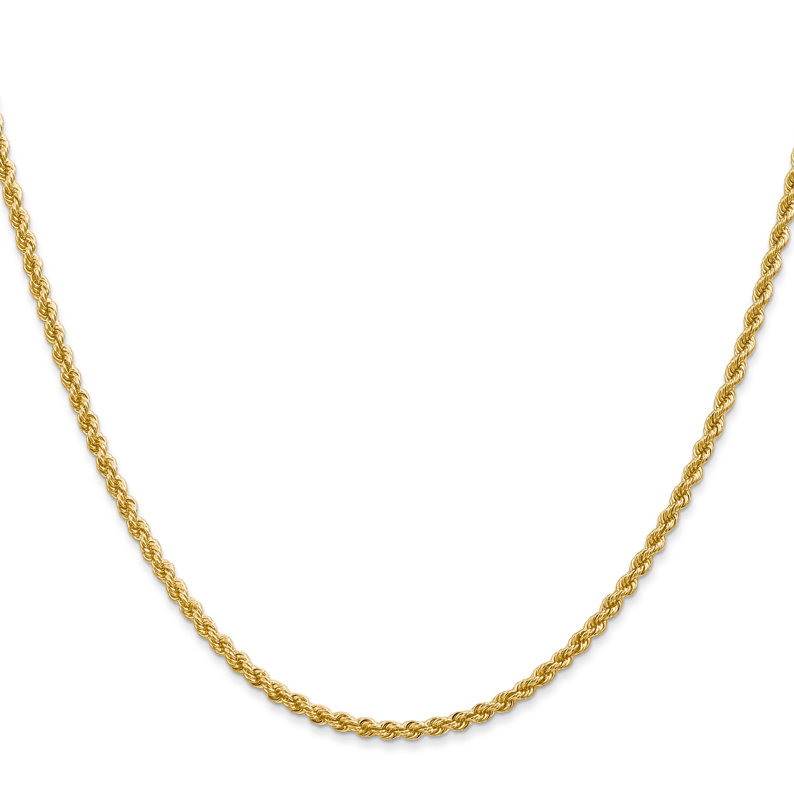 14k Yellow Gold 28 inch 2.25mm Regular Rope with Lobster Clasp Chain Necklace