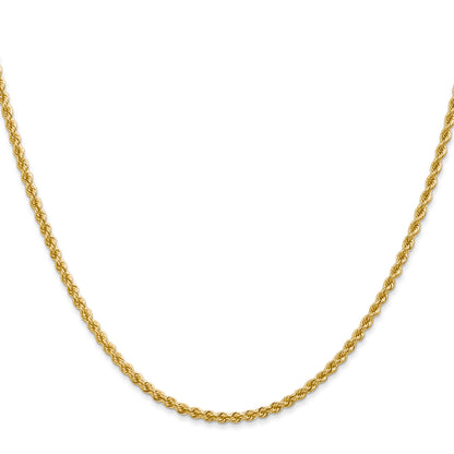 14k Yellow Gold 36 inch 2.25mm Regular Rope with Lobster Clasp Chain Necklace