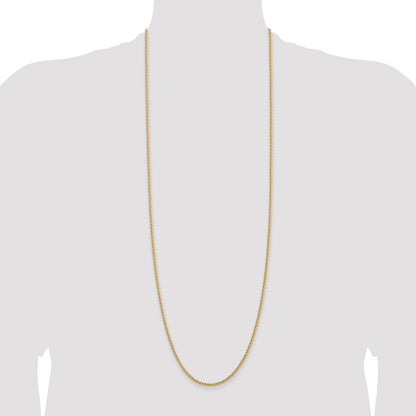 14k Yellow Gold 36 inch 2.25mm Regular Rope with Lobster Clasp Chain Necklace