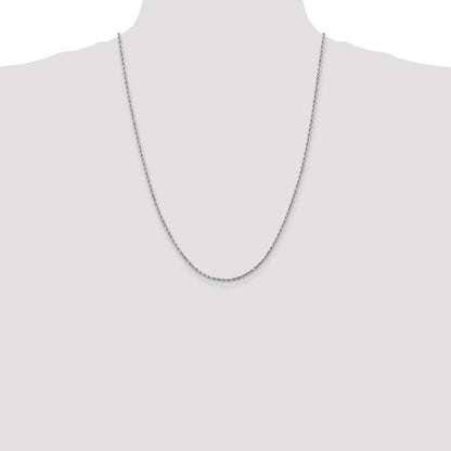 24 Inch 10K White Gold 2mm Diamond-Cut Rope Chain Necklace