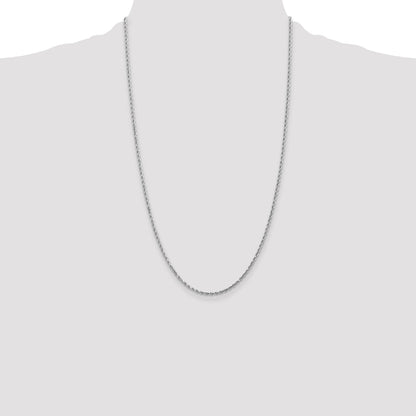 10K White Gold 2mm Diamond-Cut Rope Chain