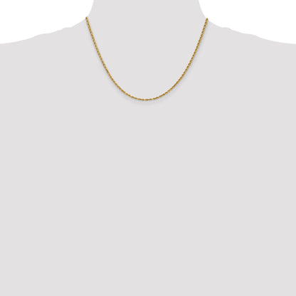 14k Yellow Gold 18 inch 2.25mm Diamond-cut Rope with Lobster Clasp Chain Necklace