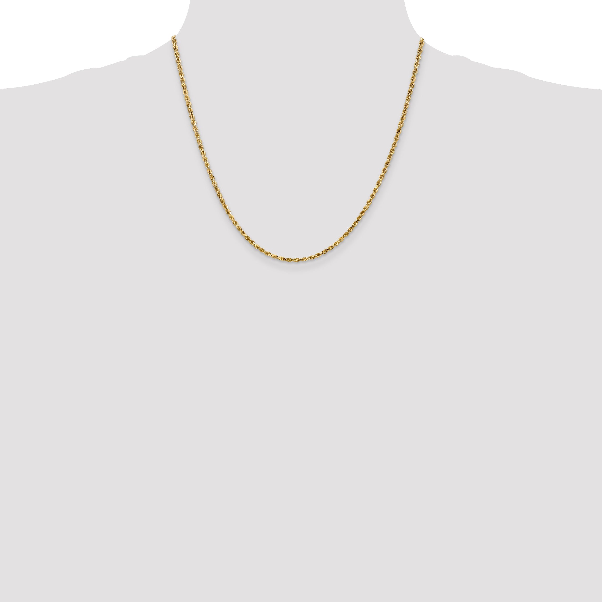 14k Yellow Gold 20 inch 2.25mm Diamond-cut Rope with Lobster Clasp Chain Necklace