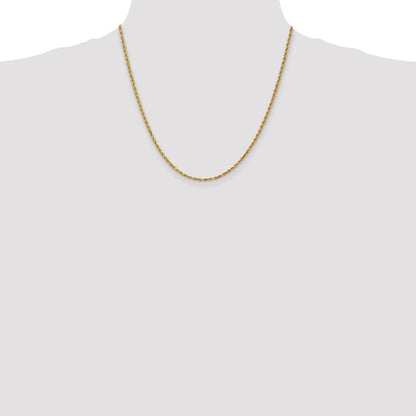 14k Yellow Gold 20 inch 2.25mm Diamond-cut Rope with Lobster Clasp Chain Necklace