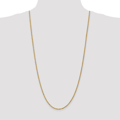 14k Yellow Gold 30 inch 2.25mm Diamond-cut Rope with Lobster Clasp Chain Necklace