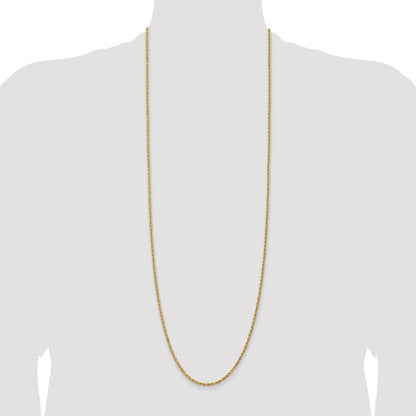 14k Yellow Gold 36 inch 2.25mm Diamond-cut Rope with Lobster Clasp Chain Necklace