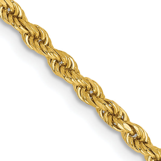 14k Yellow Gold 22 inch 2.25mm Diamond-cut Rope with Lobster Clasp Chain Necklace