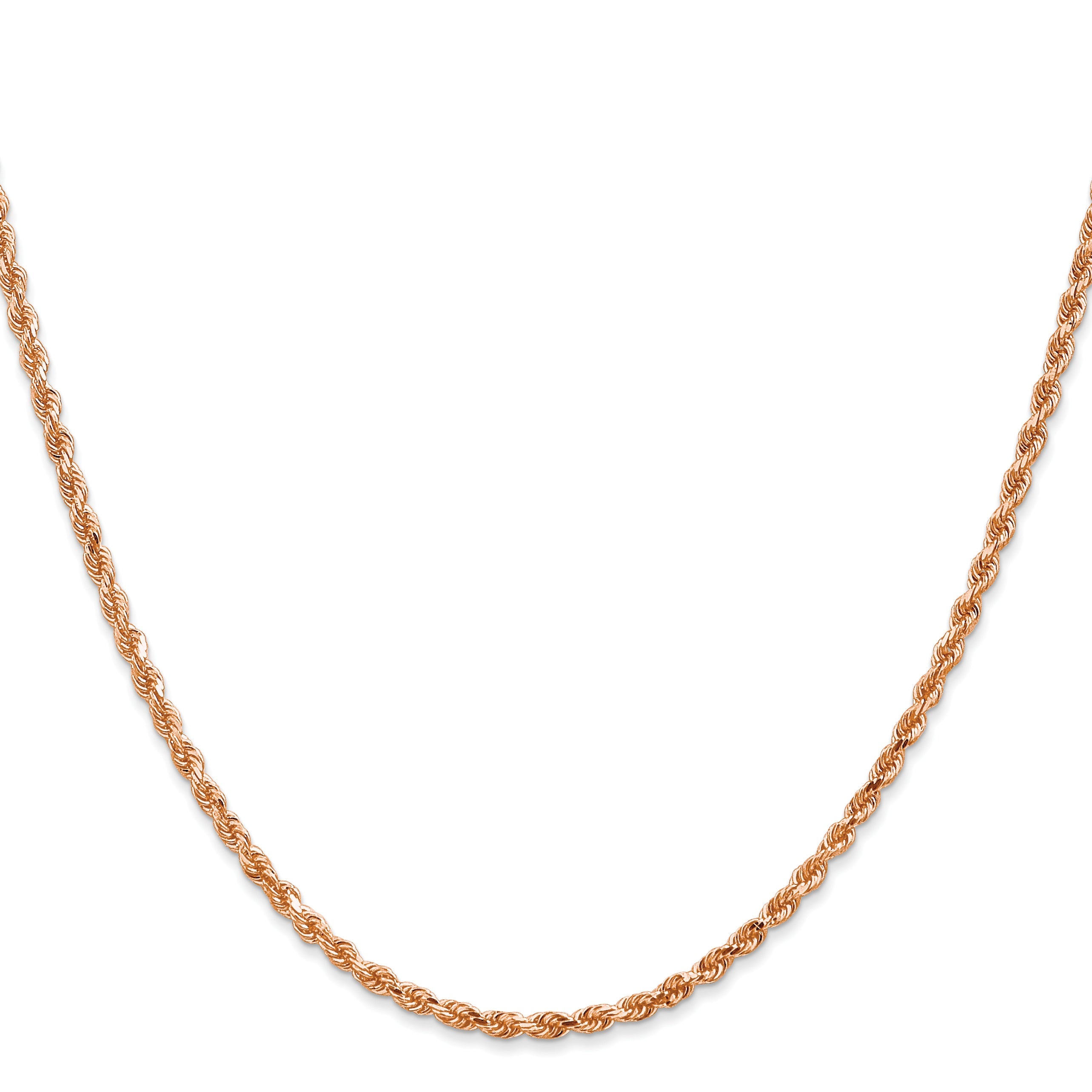 14k Rose Gold 18 inch 2.25mm Diamond-cut Rope with Lobster Clasp Chain Necklace