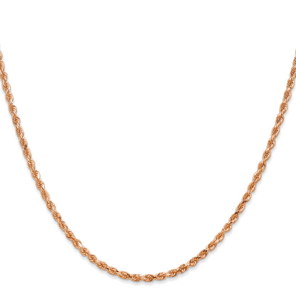 14k Rose Gold 30 inch 2.25mm Diamond-cut Rope with Lobster Clasp Chain Necklace