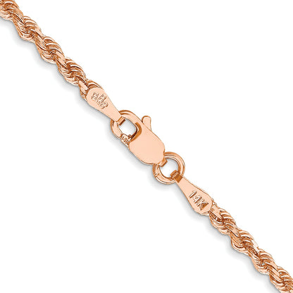 14k Rose Gold 20 inch 2.25mm Diamond-cut Rope with Lobster Clasp Chain Necklace