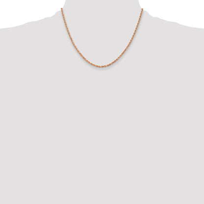 14k Rose Gold 18 inch 2.25mm Diamond-cut Rope with Lobster Clasp Chain Necklace