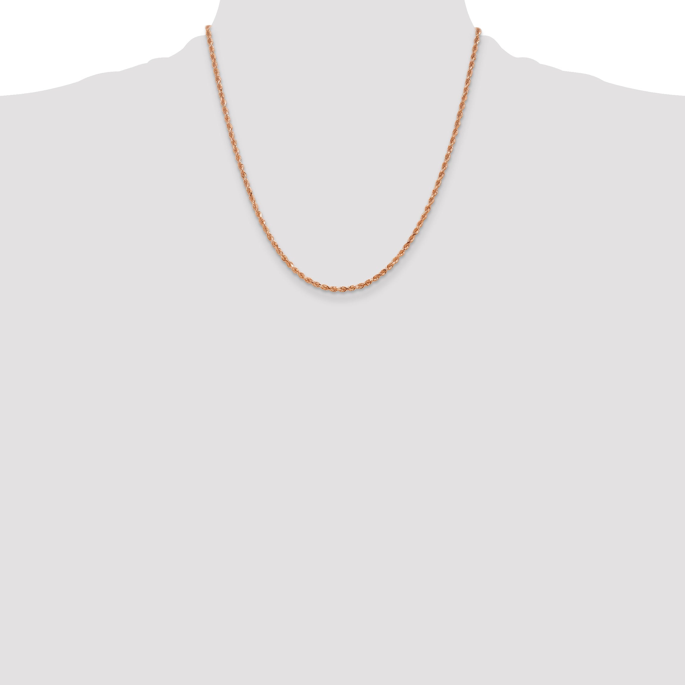 14k Rose Gold 20 inch 2.25mm Diamond-cut Rope with Lobster Clasp Chain Necklace