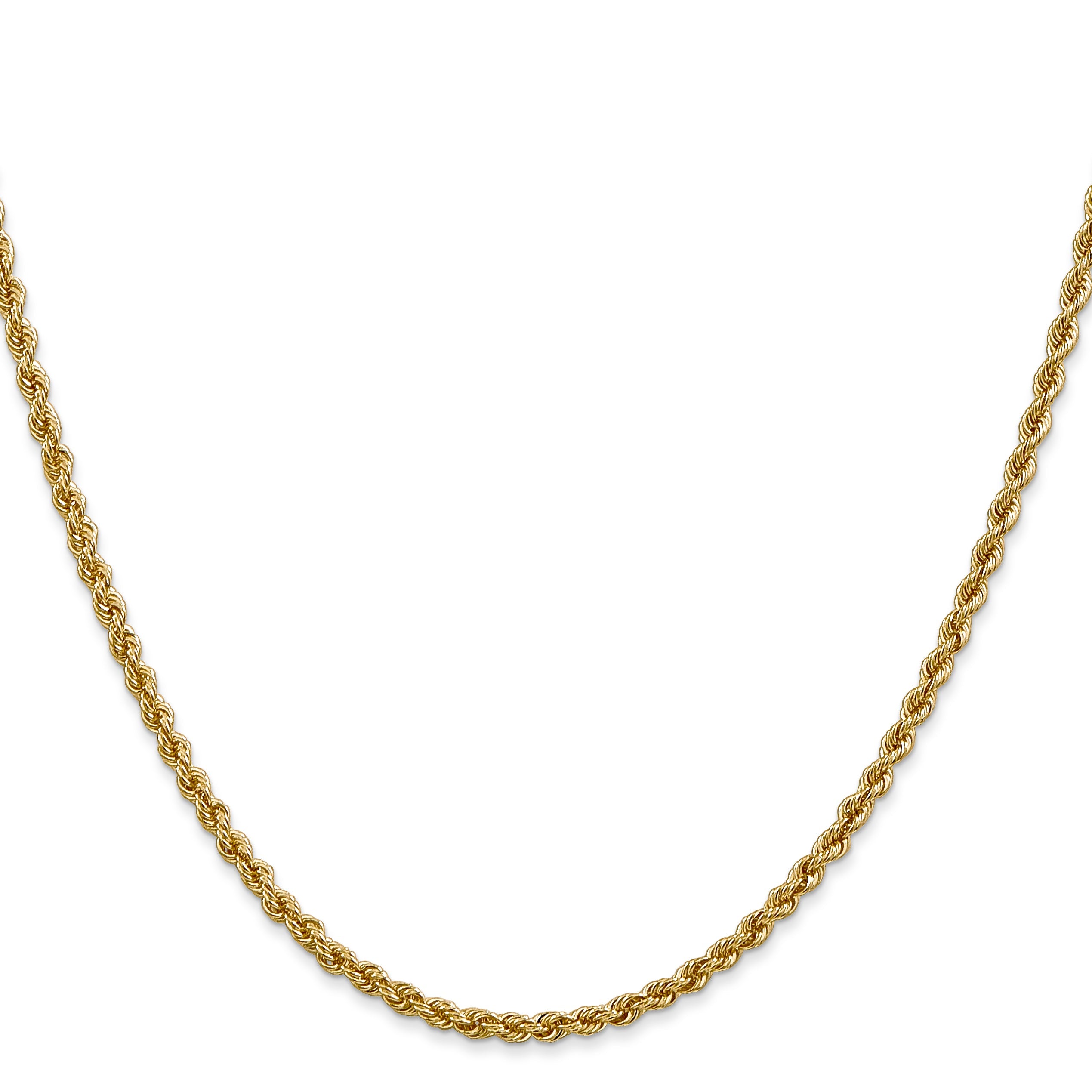 14k Yellow Gold 28 inch 2.5mm Regular Rope with Lobster Clasp Chain Necklace
