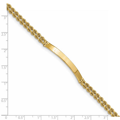 14k Yellow Gold Two Strand Rope ID Bracelet