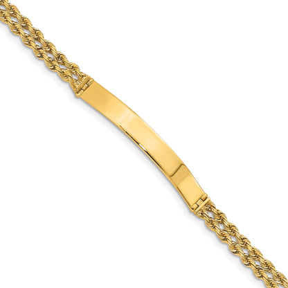 14k Yellow Gold Two Strand Rope ID Bracelet