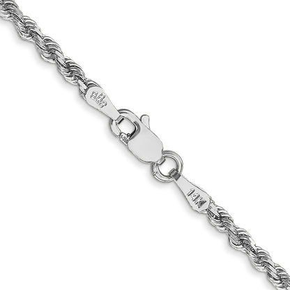 14k White Gold 20 inch 2.25mm Diamond-cut Rope with Lobster Clasp Chain Necklace
