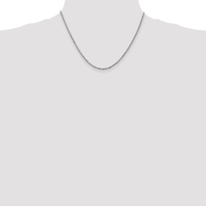 10K White Gold 2.25mm Diamond-Cut Rope Chain