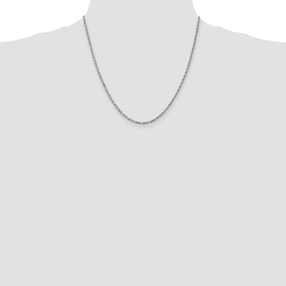 10K White Gold 2.25mm Diamond-Cut Rope Chain