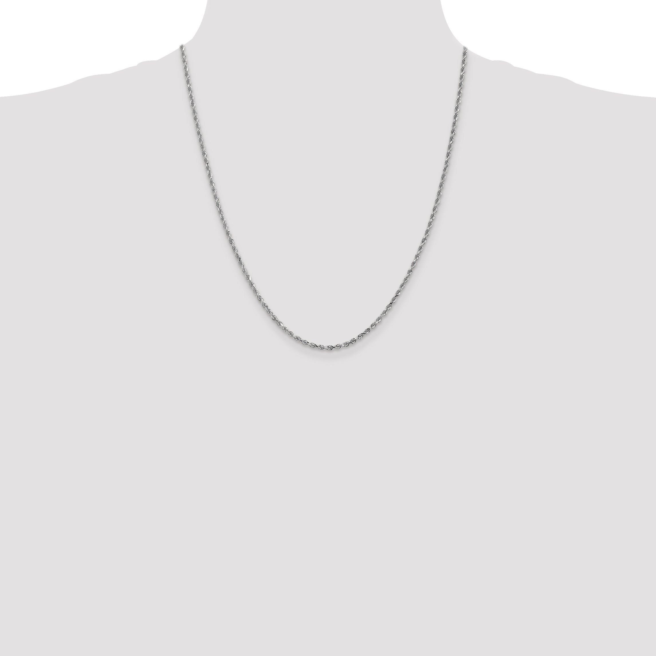 10K White Gold 2.25mm Diamond-Cut Rope Chain