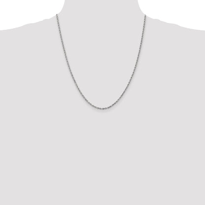 10K White Gold 2.25mm Diamond-Cut Rope Chain
