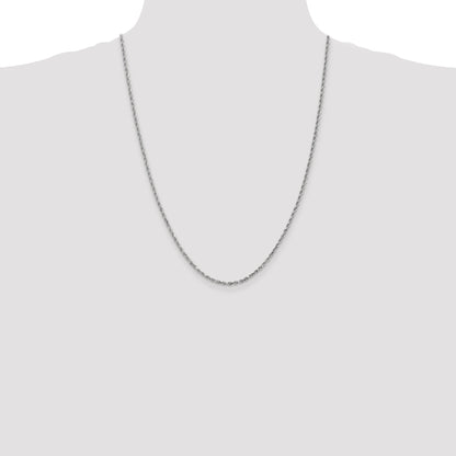 10K White Gold 2.25mm Diamond-Cut Rope Chain