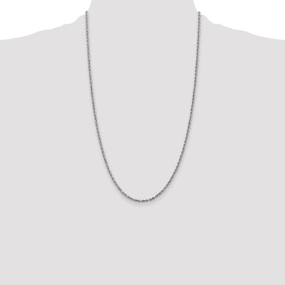 14k White Gold 26 inch 2.25mm Diamond-cut Rope with Lobster Clasp Chain Necklace