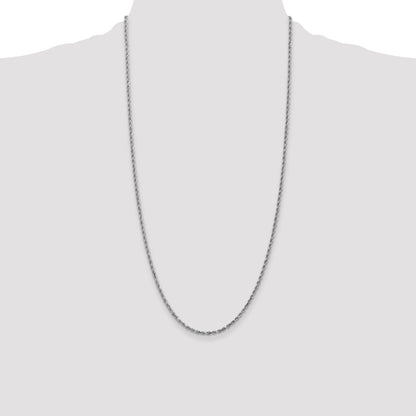 14k White Gold 28 inch 2.25mm Diamond-cut Rope with Lobster Clasp Chain Necklace
