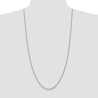 14k White Gold 30 inch 2.25mm Diamond-cut Rope with Lobster Clasp Chain Necklace