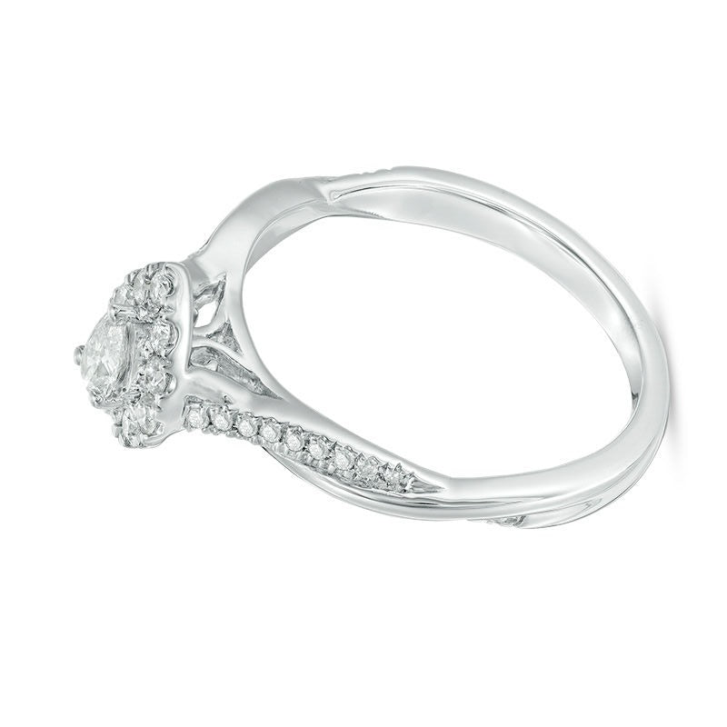 0.38 CT. TW Pear-Shaped Diamond Frame Twist Engagement in 10K White Gold