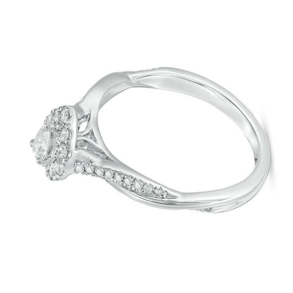 0.38 CT. TW Pear-Shaped Diamond Frame Twist Engagement in 10K White Gold