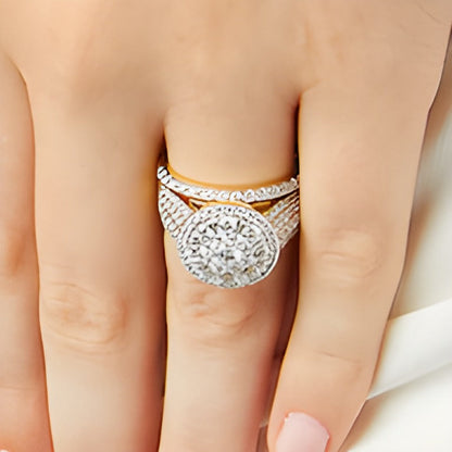 2.0 CT. TW Multi Diamond Pear Frame Bridal Set in 10K White Gold