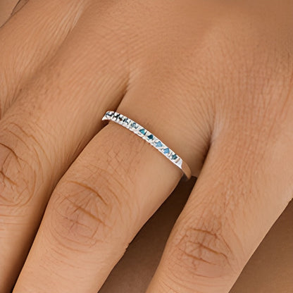 0.1 CT. TW Enhanced Blue Diamond Anniversary Band in 14K White Gold