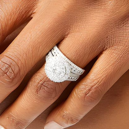 2.0 CT. TW Diamond Double Frame Triple Row Bridal Set in 10K Gold