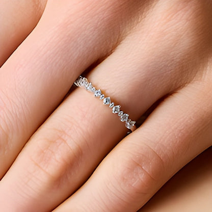 0.2 CT. TW Diamond Alternating Stackable Anniversary Band in 14K White Gold