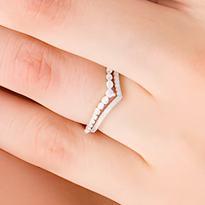 0.25 CT. TW Diamond Double Chevron Anniversary Band in 10K White Gold
