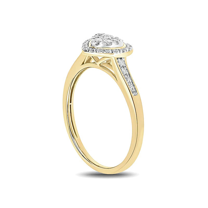 0.2 CT. TW Multi-Diamond Heart-Shape Frame Promise Ring in 10K Gold