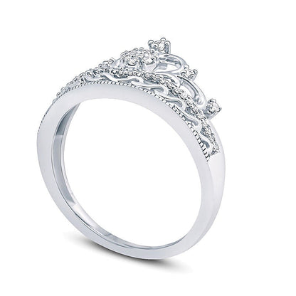 0.2 CT. TW Multi-Diamond Heart Crown Ring in 10K White Gold