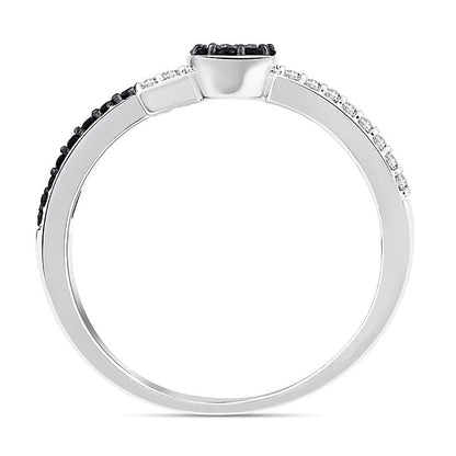 0.33 CT. TW Black and White Diamond Bypass Open Ring in 10K White Gold