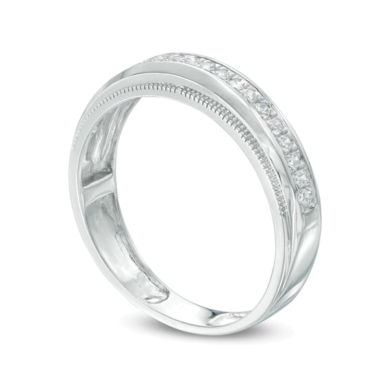 0.25 CT. TW Diamond Milgrain Wedding Band in 10K White Gold